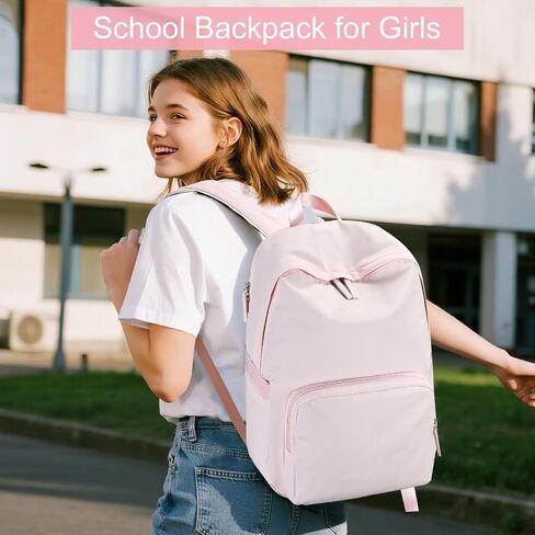 BTOOP Backpack for School Girls Teens Lightweight College Bookbag Casual Laptop Backpack for Women Water Resistant Pink Backpacks(Pink) in Kuwait