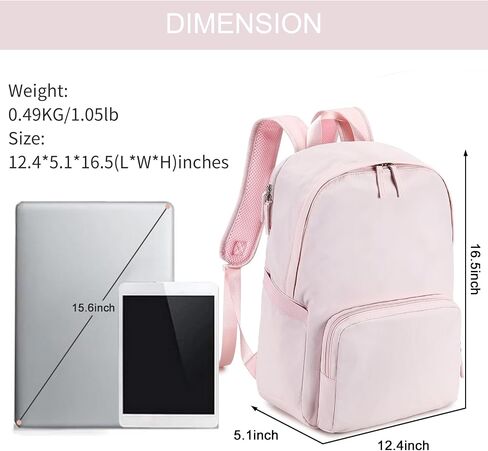 BTOOP Backpack for School Girls Teens Lightweight College Bookbag Casual Laptop Backpack for Women Water Resistant Pink Backpacks(Pink) in Kuwait
