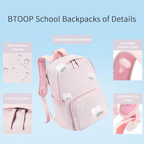 BTOOP Backpack for School Girls Teens Lightweight College Bookbag Casual Laptop Backpack for Women Water Resistant Pink Backpacks(Pink) in Kuwait