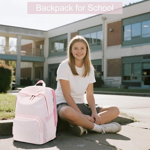 BTOOP Backpack for School Girls Teens Lightweight College Bookbag Casual Laptop Backpack for Women Water Resistant Pink Backpacks(Pink) in Kuwait
