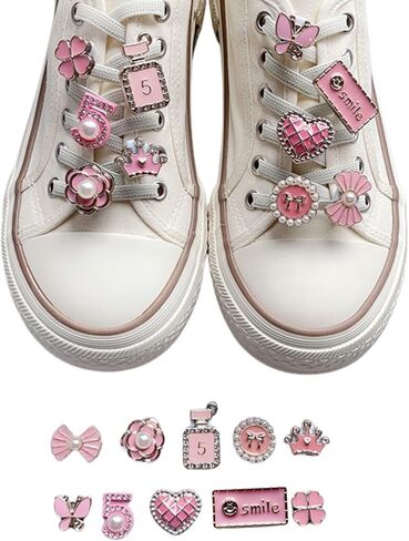 10Pcs Shoe Charms for Sneakers, Pearl Bow Shoe Lace Charms Jewelry, DIY Girls Shoe Decoration and Shoe Jewelry in Kuwait