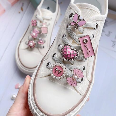 10Pcs Shoe Charms for Sneakers, Pearl Bow Shoe Lace Charms Jewelry, DIY Girls Shoe Decoration and Shoe Jewelry in Kuwait