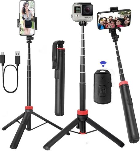 35" Extendable Selfie Stick for Action Camera,Selfie Stick for Insta 360/Gopro Hero,Tripod for iPhone&Camera (Mini Tripod 、Wireless Remote for Cell Phone、1/4 Screw for Camera) in Saudi Arabia