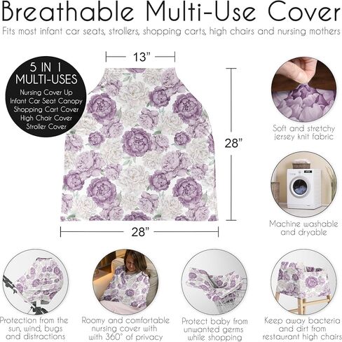Sweet Jojo Designs Blush Pink White Floral Leaf Girl Infant Baby Car Seat Cover Nursing Breastfeeding High Chair Shopping Cart Stroller Carseat Canopy Carrier Multipurpose Use Bohemian Chic Watercolor in Saudi Arabia