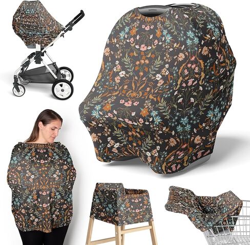 Sweet Jojo Designs Blush Pink White Floral Leaf Girl Infant Baby Car Seat Cover Nursing Breastfeeding High Chair Shopping Cart Stroller Carseat Canopy Carrier Multipurpose Use Bohemian Chic Watercolor in Saudi Arabia