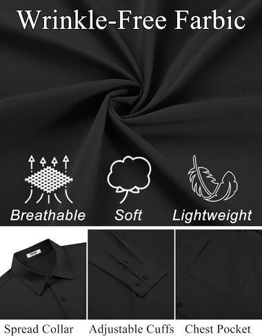 COOFANDY Mens Dress Shirt Long Sleeve Button Down Shirts Business Casual Wrinkle Free Shirts with Pocket in Saudi Arabia