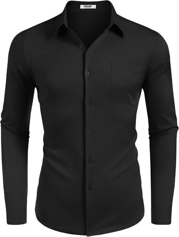 COOFANDY Mens Dress Shirt Long Sleeve Button Down Shirts Business Casual Wrinkle Free Shirts with Pocket in Saudi Arabia