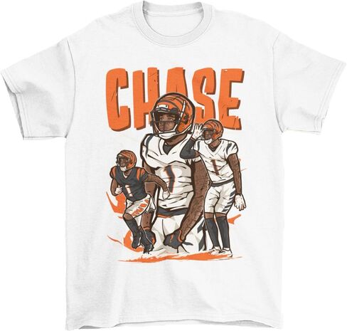 Ja'Marr Chase Cartoon Style Cincinnati Football T-Shirt in Saudi Arabia