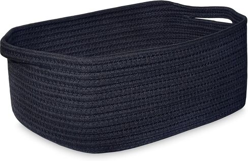 Abenkle Cotton Rope Storage Basket ، سلال حضانة الأطفال للأرفف خزانة ، منظم الرف المستطيل ، سلة تخزين الألعاب ، سلة الهدايا ، 14.2 × 8.7 × 7.1 بوصة ، أبيض in Kuwait