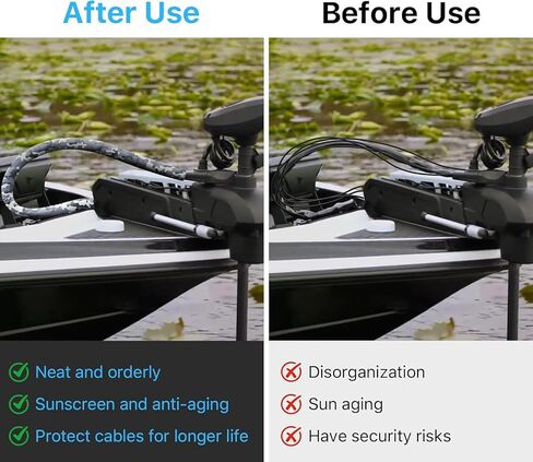 60" Trolling Motor Cable Sleeve, Made of Neoprene Trolling Motor Cable Sleeve Great for Cover Cables and Extension Cords, Weather-Resistant,Organized Cable Management and Protect (Black) in Kuwait
