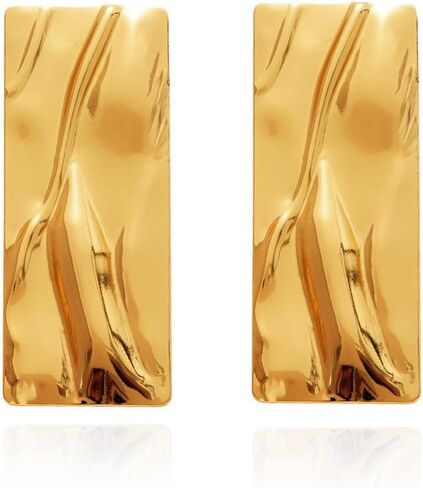 Statement Geometric Texture Earrings for Women,Large Fashion Irregular Minimalism Metal Earrings,Rectangle Large Hypoallergenic Leaf Earrings Trendy Jewley in Saudi Arabia