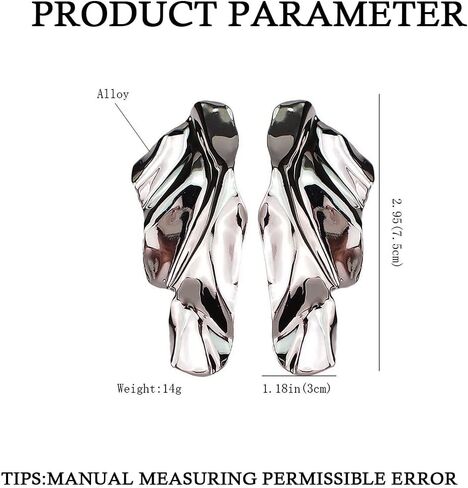 Statement Geometric Texture Earrings for Women,Large Fashion Irregular Minimalism Metal Earrings,Rectangle Large Hypoallergenic Leaf Earrings Trendy Jewley in Saudi Arabia