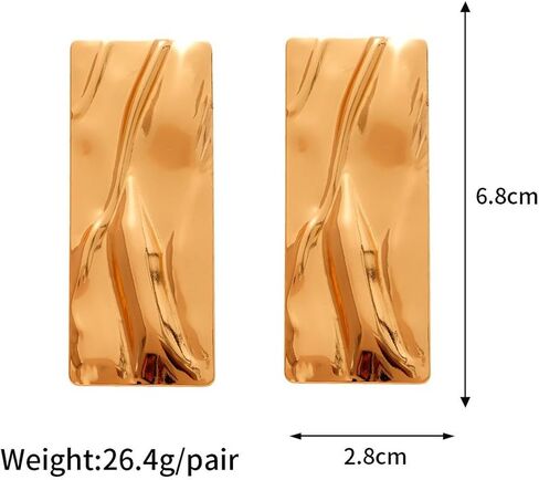 Statement Geometric Texture Earrings for Women,Large Fashion Irregular Minimalism Metal Earrings,Rectangle Large Hypoallergenic Leaf Earrings Trendy Jewley in Saudi Arabia