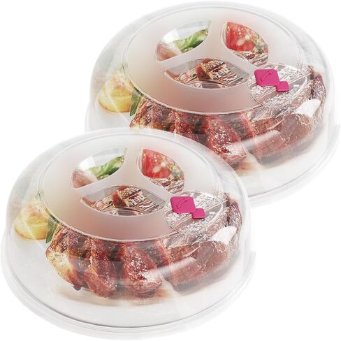Microwave Splatter Cover 12 Inch Large Plate Cover for Microwave Oven 2 in 1 Food Grade Plastic with Silicone Air Vent Tall Lid BPA Free 2 Packs Clear in Saudi Arabia