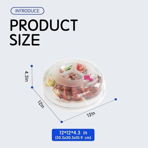 Microwave Splatter Cover 12 Inch Large Plate Cover for Microwave Oven 2 in 1 Food Grade Plastic with Silicone Air Vent Tall Lid BPA Free 2 Packs Clear in Saudi Arabia