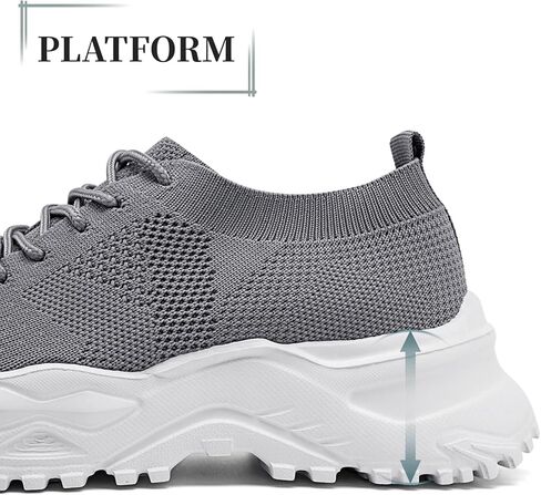 Women's Chunky Platform Sneakers Walking Tennis Mesh Shoes Lightweight Breathable Gym Comfort Work Sports Hidden Elevator Shoes in Saudi Arabia