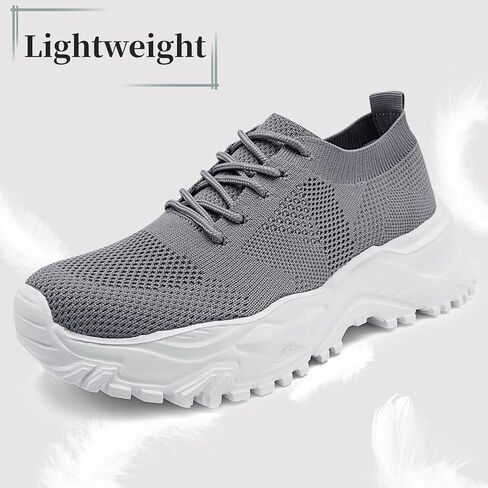 Women's Chunky Platform Sneakers Walking Tennis Mesh Shoes Lightweight Breathable Gym Comfort Work Sports Hidden Elevator Shoes in Saudi Arabia