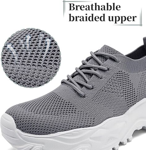 Women's Chunky Platform Sneakers Walking Tennis Mesh Shoes Lightweight Breathable Gym Comfort Work Sports Hidden Elevator Shoes in Saudi Arabia