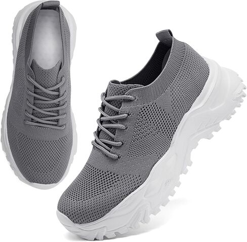 Women's Chunky Platform Sneakers Walking Tennis Mesh Shoes Lightweight Breathable Gym Comfort Work Sports Hidden Elevator Shoes in Saudi Arabia