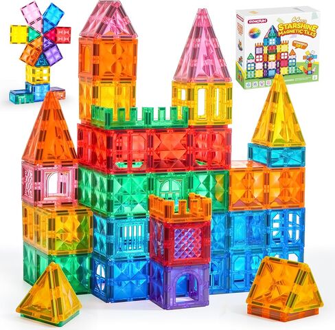 SYNCFUN 66PCS Magnetic Building Tiles, Toys for Toddler, 2D & 3D Magnet Tiles, Durable and Creative STEM Building Toys for Kids Aged 3-5 4-8, Educational Gift in Kuwait