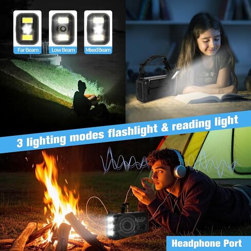 20000mAh / 74000mWh Emergency Crank Radio, NOAA/AM/FM Portable Weather Radio, Solar Hand Crank Radio, Battery Powered with USB Phone Charger, Flashlight Reading Lamp & SOS for Survival Camping in Kuwait