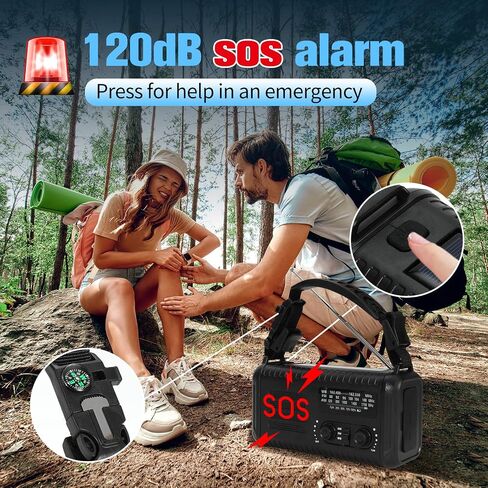20000mAh / 74000mWh Emergency Crank Radio, NOAA/AM/FM Portable Weather Radio, Solar Hand Crank Radio, Battery Powered with USB Phone Charger, Flashlight Reading Lamp & SOS for Survival Camping in Kuwait