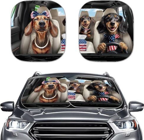 Leopard Windshield Sun Shade 2-Piece Foldable Car Front Window Sunshade, Brown Car Shade Front Windshield Cover, Keeps Vehicle Cool in Kuwait