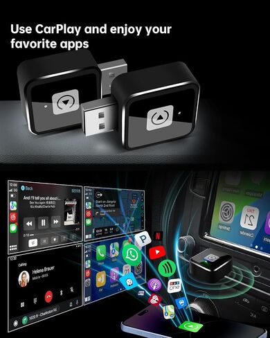 Wireless CarPlay Adapter – Upgrade Wired to Wireless, Mini USB/Type-C Design, OTA Updates, Fast Connection for iPhone 6+, Dual-Band Wi-Fi in Kuwait