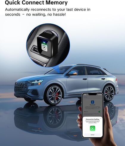 Wireless CarPlay Adapter – Upgrade Wired to Wireless, Mini USB/Type-C Design, OTA Updates, Fast Connection for iPhone 6+, Dual-Band Wi-Fi in Kuwait