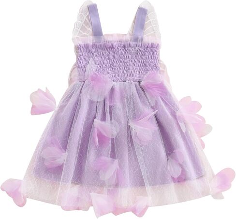 Toddler Baby Girls Butterfly Dress Sleeveless Wings Flower Tulle Tutu Princess Summer Birthday Party Dresses Baby Purple 2-3 Years in Saudi Arabia
