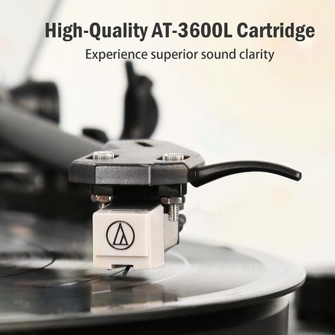 1 by ONE Record Player, Vinyl Record Player with Built-in 4 Stereo Speakers, Hi-Fi Wireless Turntable with Dual Speeds, Magnetic AT-3600L Cartridge, RCA Output, Walnut Wood in Saudi Arabia