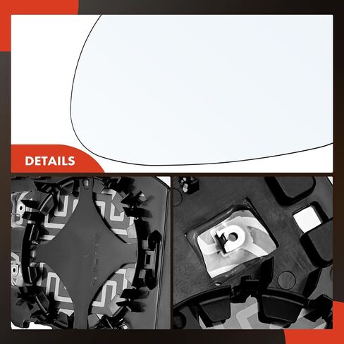 A-Premium Left Driver Side Heated Mirror Glass with Backing Plate - Compatible with Volkswagen Tiguan 2009-2017, Tiguan Limited 2017-2018 - Exterior Side View Flat Mirror in Saudi Arabia