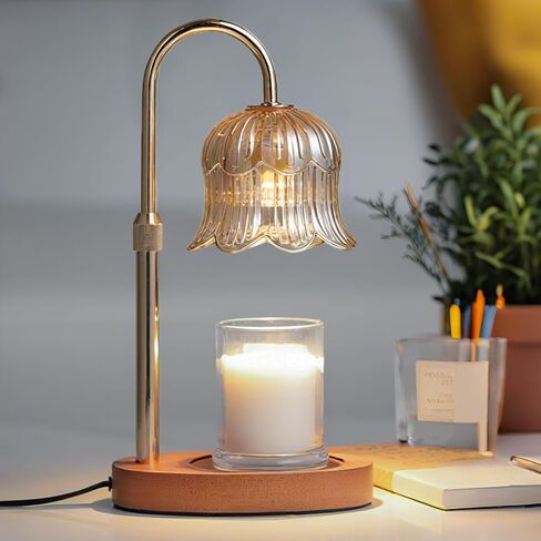 Candle Warmer Lamp with Timer: Adjustable Dimmable Height Adjustable Warming - Flower Shape Wax Lamp Jar Candles No Flame Modern Home Decor Table Lights - Home Living Bedroom in Saudi Arabia