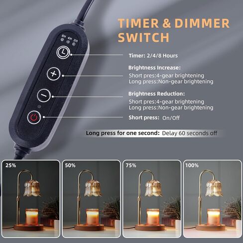 Candle Warmer Lamp with Timer: Adjustable Dimmable Height Adjustable Warming - Flower Shape Wax Lamp Jar Candles No Flame Modern Home Decor Table Lights - Home Living Bedroom in Saudi Arabia