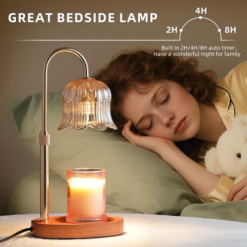 Candle Warmer Lamp with Timer: Adjustable Dimmable Height Adjustable Warming - Flower Shape Wax Lamp Jar Candles No Flame Modern Home Decor Table Lights - Home Living Bedroom in Saudi Arabia