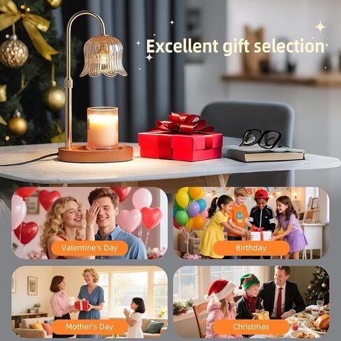 Candle Warmer Lamp with Timer: Adjustable Dimmable Height Adjustable Warming - Flower Shape Wax Lamp Jar Candles No Flame Modern Home Decor Table Lights - Home Living Bedroom in Saudi Arabia