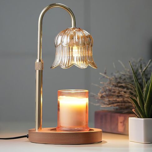 Candle Warmer Lamp with Timer: Adjustable Dimmable Height Adjustable Warming - Flower Shape Wax Lamp Jar Candles No Flame Modern Home Decor Table Lights - Home Living Bedroom in Saudi Arabia