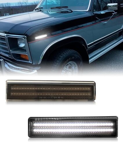 مصابيح علامة الجانب الأمامي LED لـ 1980-1986 Ford Bronco F100 F150 F250 F350 Pickup Truck SUV ، مصباح إشارة مصد أمامي مدخن مع رقائق صف ثن in Kuwait
