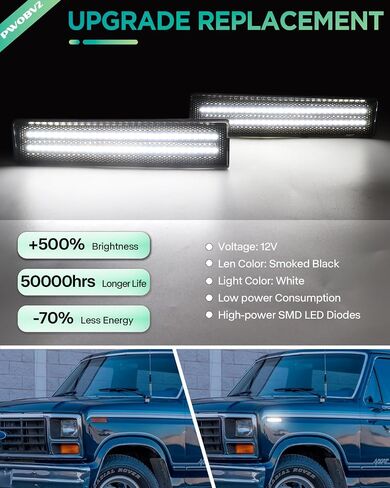 مصابيح علامة الجانب الأمامي LED لـ 1980-1986 Ford Bronco F100 F150 F250 F350 Pickup Truck SUV ، مصباح إشارة مصد أمامي مدخن مع رقائق صف ثن in Kuwait