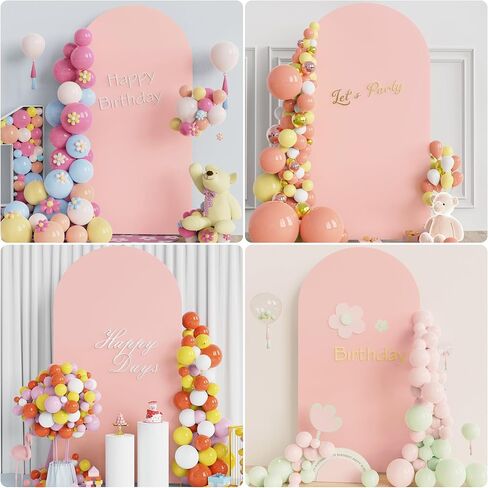 Putros 7.2ft Metal Arch Stand with Cover Pink Spandex Fitted Wedding Arch Cover and Round Top Chiara Backdrop Stand Set for Birthday Party Baby Shower Decoration in Saudi Arabia