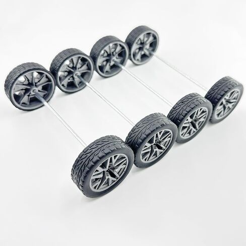 10PCS Model Car Wheels 32mm Toy Car Rubber Tire Wheels with Metal Shaft Round Axles for for RC Car Truck Robot DIY Model Toy Wheel Replacement Accessories (2x32mm) in Kuwait