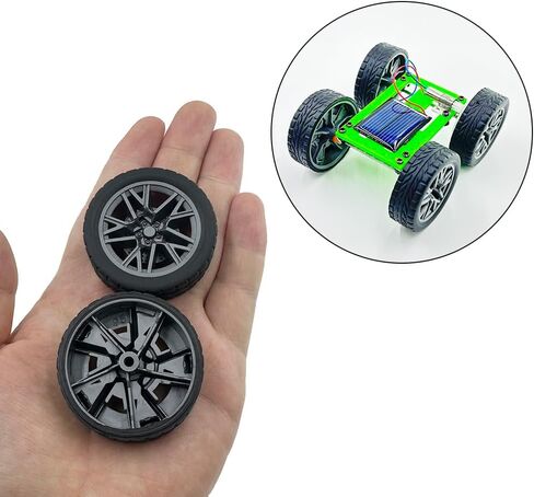 10PCS Model Car Wheels 32mm Toy Car Rubber Tire Wheels with Metal Shaft Round Axles for for RC Car Truck Robot DIY Model Toy Wheel Replacement Accessories (2x32mm) in Kuwait