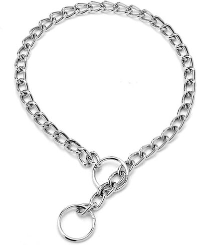 Chain Dog Choker Collar for Large Dogs, Metal Slip Link Training Heavy Duty Dog Choke Collar Martingale Puppy Collars for Small Medium Large Big XL Breed Dogs (Silver, L) in Kuwait