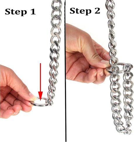 Chain Dog Choker Collar for Large Dogs, Metal Slip Link Training Heavy Duty Dog Choke Collar Martingale Puppy Collars for Small Medium Large Big XL Breed Dogs (Silver, L) in Kuwait