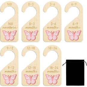 R HORSE 3D Wooden Baby Closet Dividers - 8Pcs Strawberry Baby Closet Organizer, Double-sided Newborn Clothes Size Hanger Dividers Nursery Decor Birthday Gift for Boys Girls, 0-24 Months in Kuwait