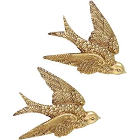 Garneck 2Pcs Vintage Brass Flying Geese Wall Art Sculptures - Gold Bird Decor for Home - Bedroom or Garden Elegant 3D Wall Hanging Ornament in Saudi Arabia