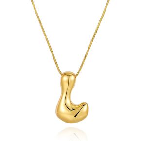 Initial Necklace for Women，Gold Silver Bubble Balloon Letter Necklace，Dainty Personalized Puffy Chunky Name Necklaces，Trending Jewelry Gift in Saudi Arabia