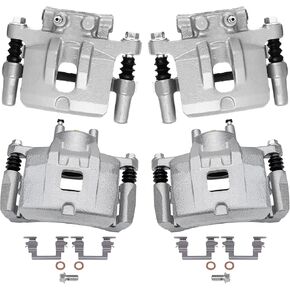 Detroit Axle - Front and Rear Brake Calipers w/Bracket Kit Replacement for Chrysler 200 Sebring Dodge Avenger Caliber - 4pc Set in Kuwait