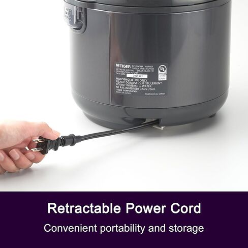 Tiger JNP-S55U-KY 3 Cup Capacity White Rice Cooker with Non-Stick Inner Pot, Retractable Power Cord, and Keep Warm up to 12 hours (Obsidian Black) in Saudi Arabia