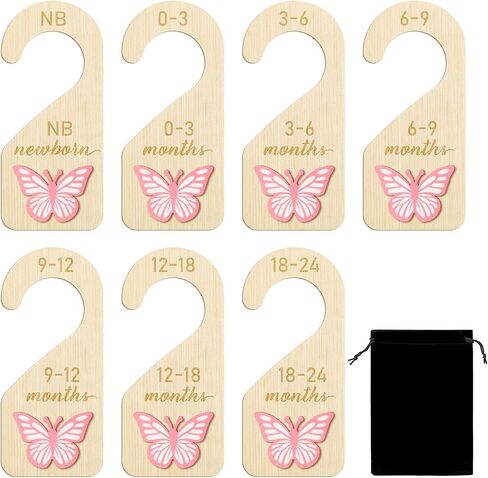 R HORSE 3D Wooden Baby Closet Dividers - 8Pcs Strawberry Baby Closet Organizer, Double-sided Newborn Clothes Size Hanger Dividers Nursery Decor Birthday Gift for Boys Girls, 0-24 Months in Kuwait